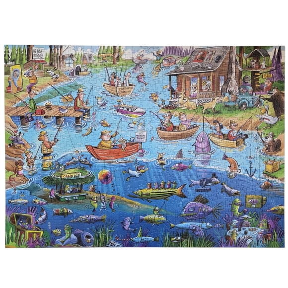 Cobble Hill DoodleTown: Gone Fishing 1000 Piece Jigsaw Puzzle - Picture 2 of 7